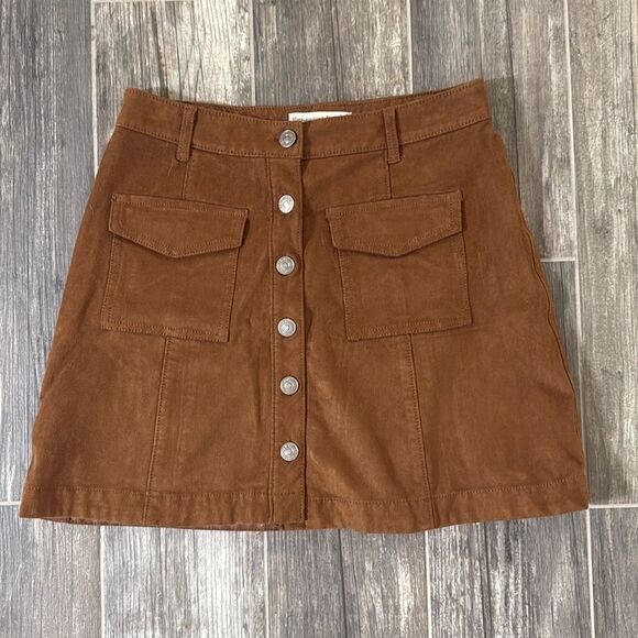 Abercrombie Faux Suede Button-Front Skirt - Size Small - Picture 1 of 3